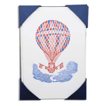 Hot Air Balloon Luxury Letterpress Printed Cards Pack of 5