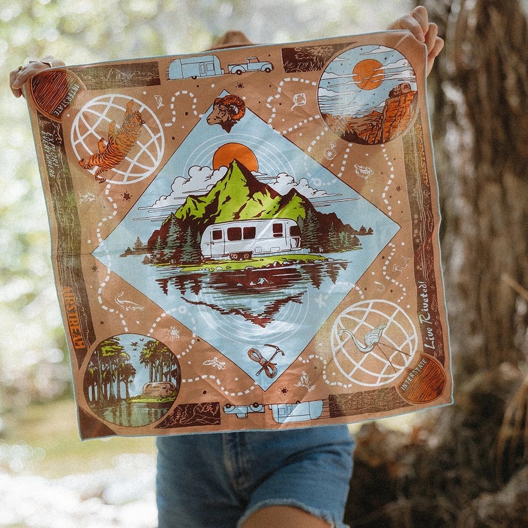 "Explore Everywhere" - Airstream X | Bandits Bandana | 100% Organic Cotton