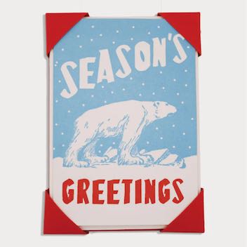 Christmas Polar Bear Luxury Letterpress Printed Cards Pack of 5