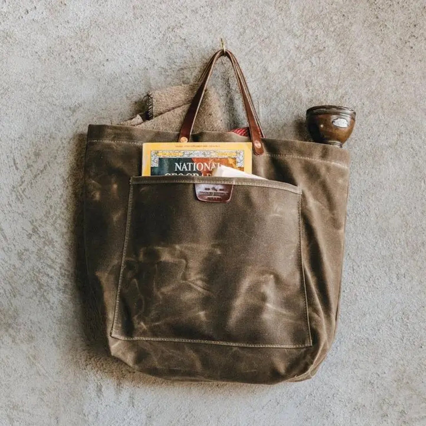 Bradley Mountain |Coal Tote Bag | Waxed Field Tan