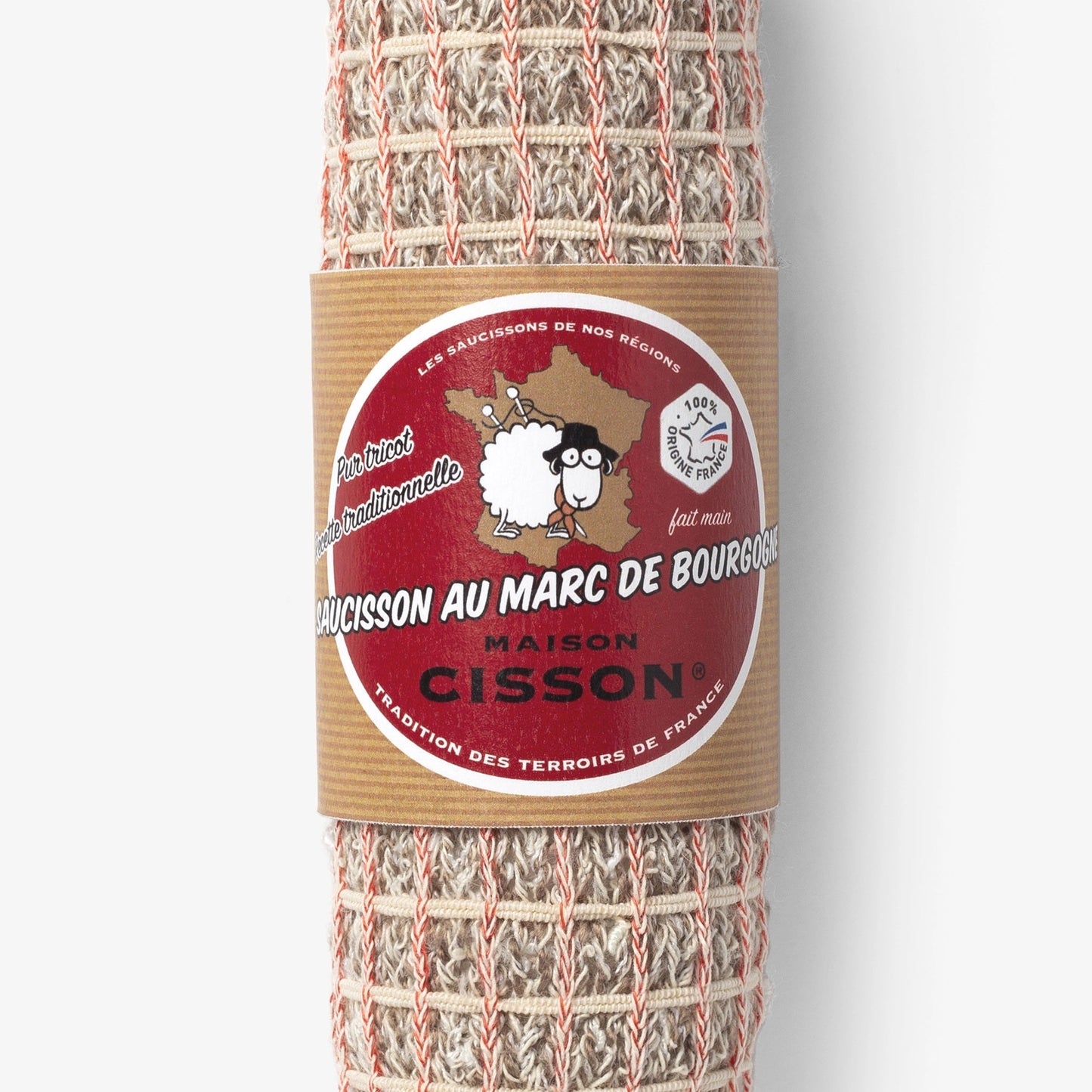 Knitted “Burgundy Marc Sausage” by Maison Cisson