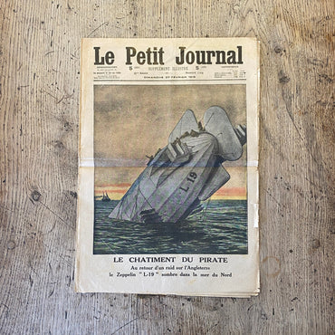 Vintage Newspaper 1916 Pj Ball Airship Zeppelin L19 Chute Mer North Raid England