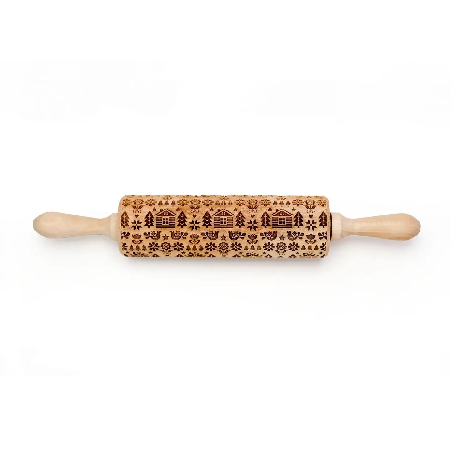 Scandinavian Winter Cabin Embossing Rolling Pin