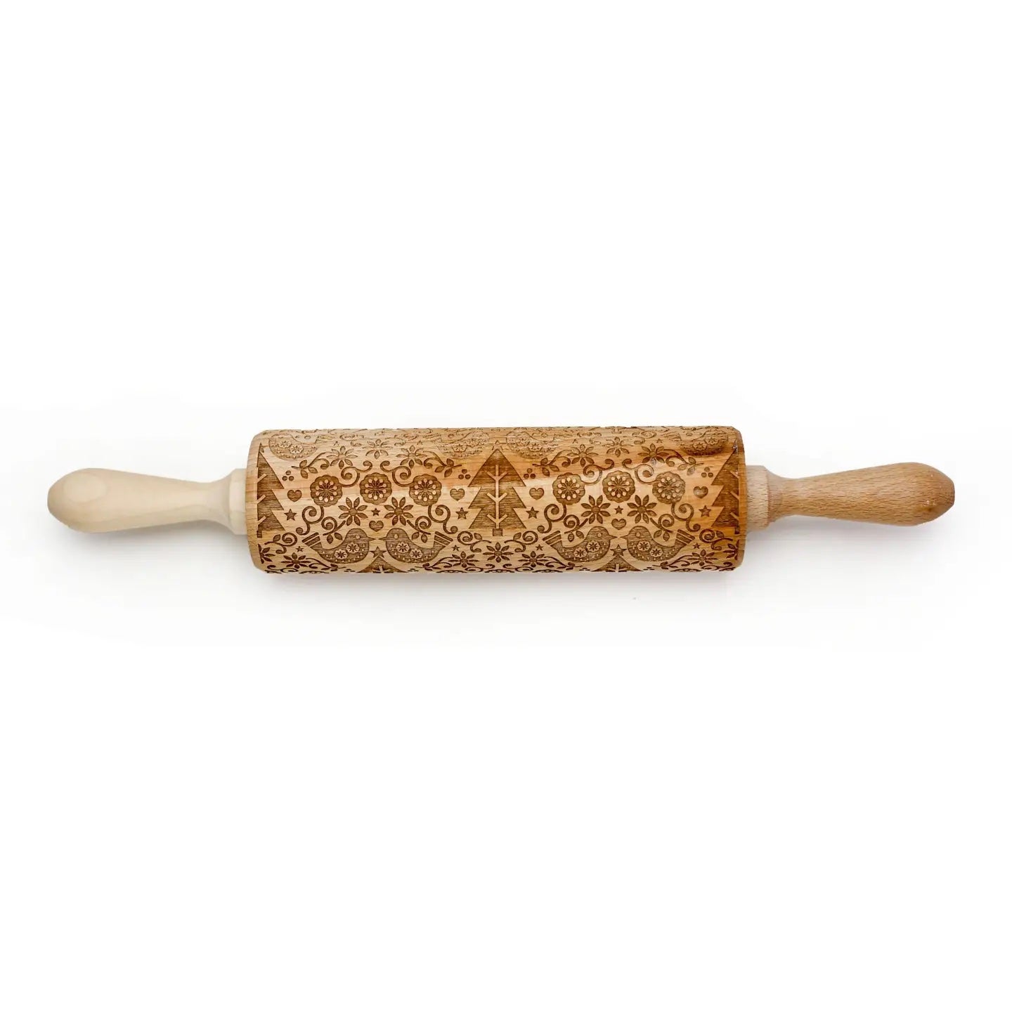 Scandinavian Birds and Trees Embossing Rolling Pin