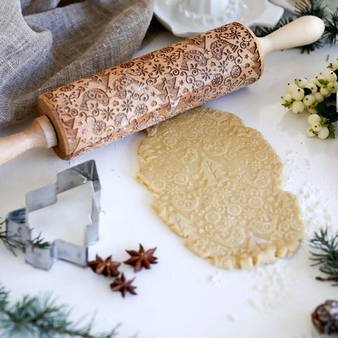 Scandinavian Birds and Trees Embossing Rolling Pin