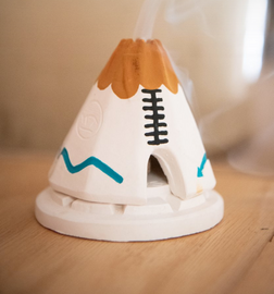 Teepee Incense Cone Burner Incienso De Santa Fe White