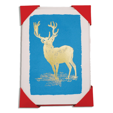 Christmas Stag on Tiffany Luxury Letterpress Printed Cards Pack of 5