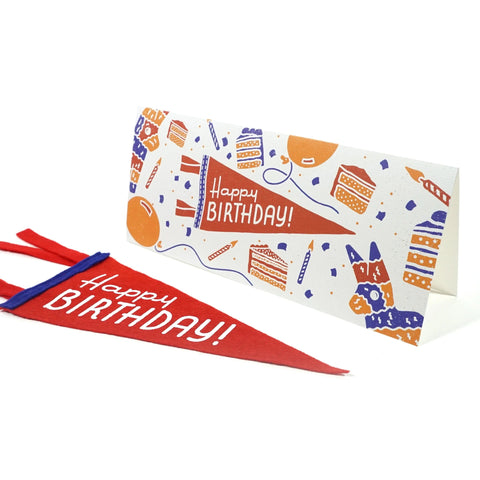 Happy Birthday! - Greeting Card & Matching Mini Pennant