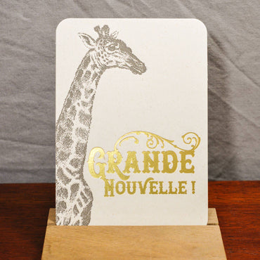 Greeting Card Big News Giraffe by L'Atelier Letterpress