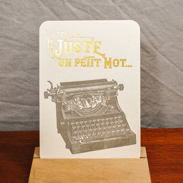 Greeting Card Just a Word Typewriter by L'Atelier Letterpress