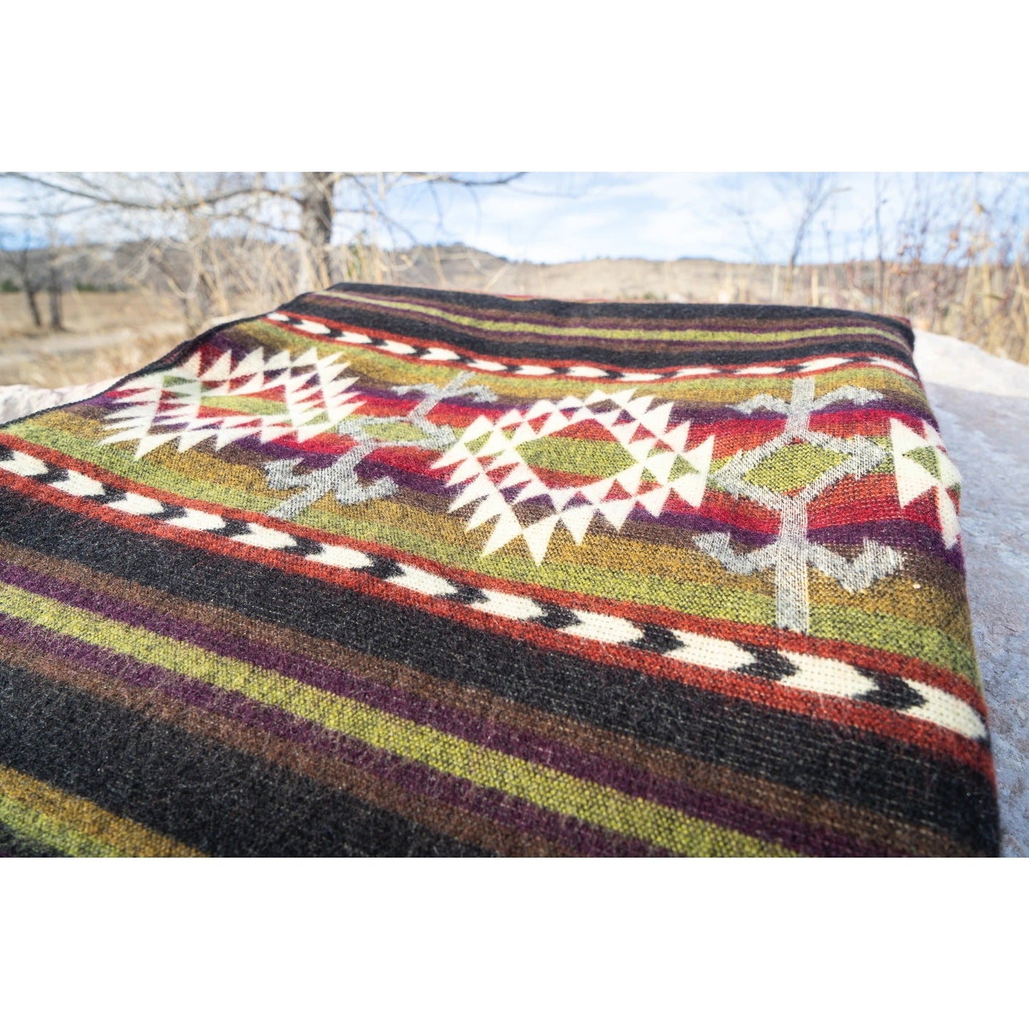 Andean Alpaca Wool Blanket - Cactus Green