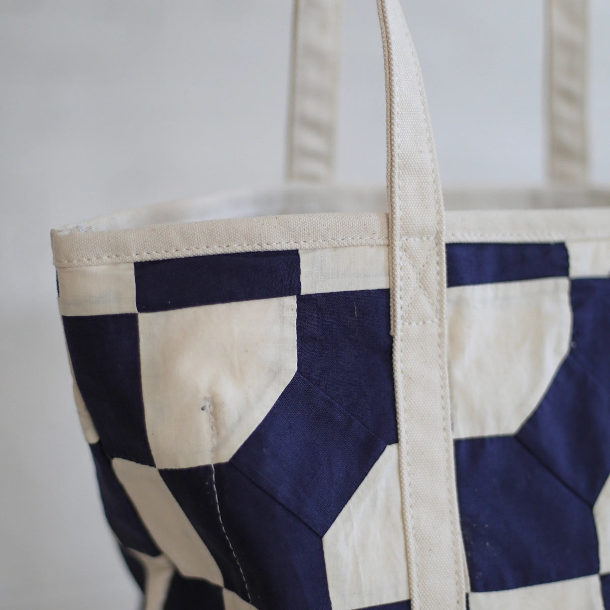 Reclaimed 1940's Era Salvaged Quilt Top Market Tote Bag | Forestbound Bags | Denim Shopping Bag | Reclaimed Bag | Upcycled Bag | Tote Bag