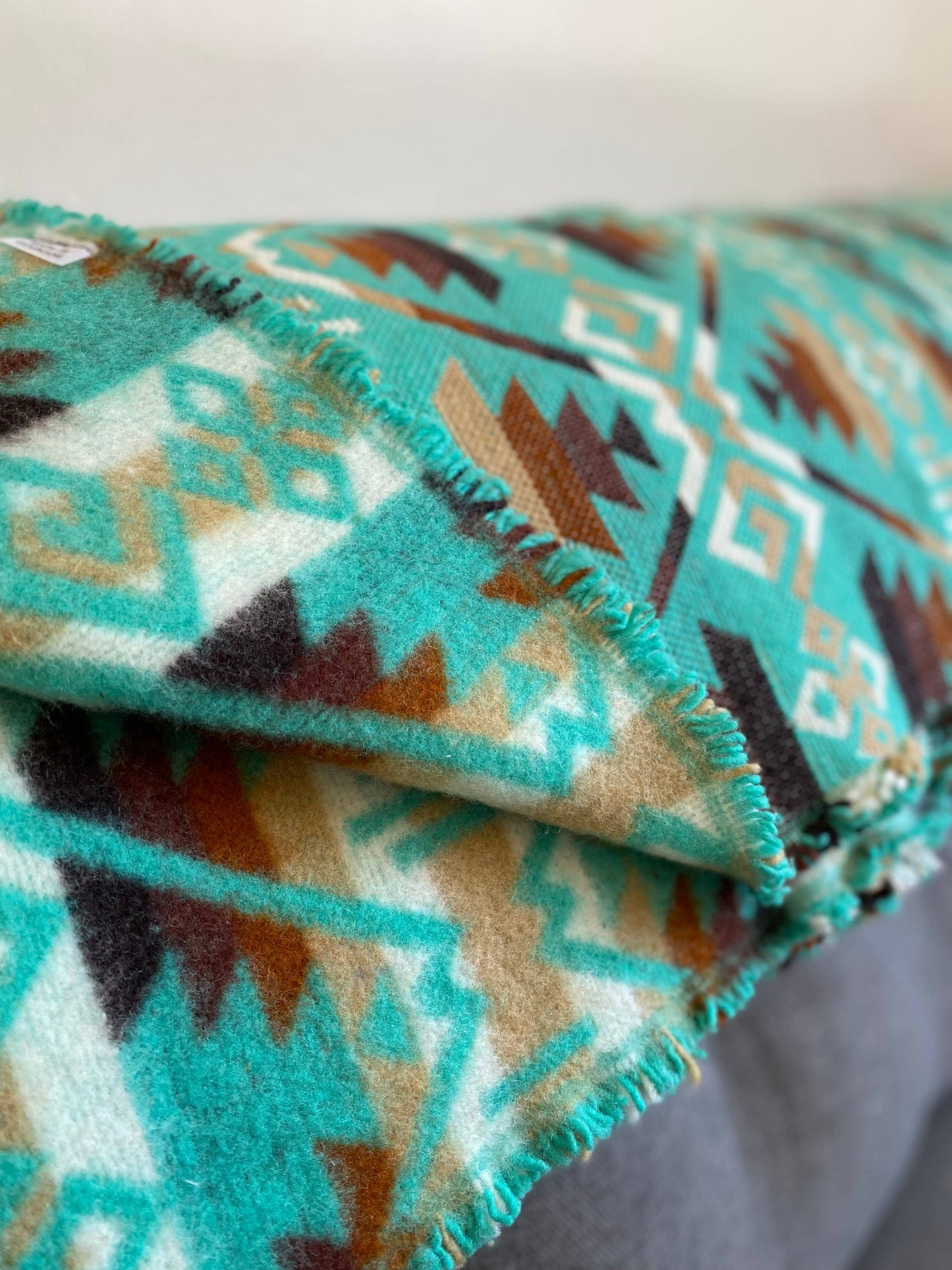 Andean Alpaca Turquoise Heavy Weight Artisan Wool Blanket - Harold&Charles