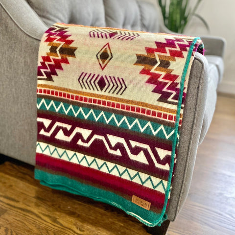 Andean Alpaca Wool Blanket - Lagoon