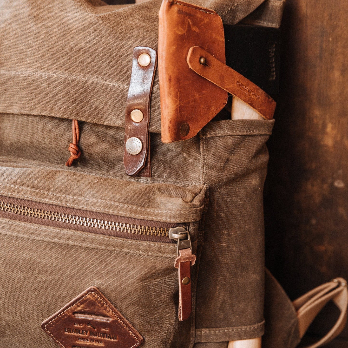 Muir Waxed Canvas Backpack Field Tan by Bradley Mountain - Harold&Charles