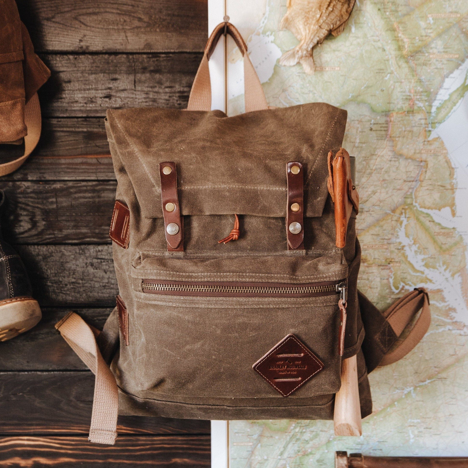 Muir Waxed Canvas Backpack Field Tan by Bradley Mountain - Harold&Charles