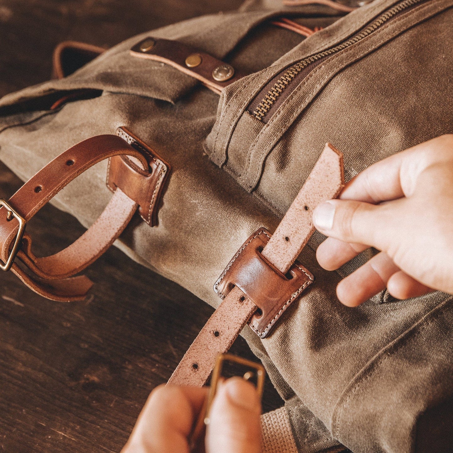 Muir Waxed Canvas Backpack Field Tan by Bradley Mountain - Harold&Charles