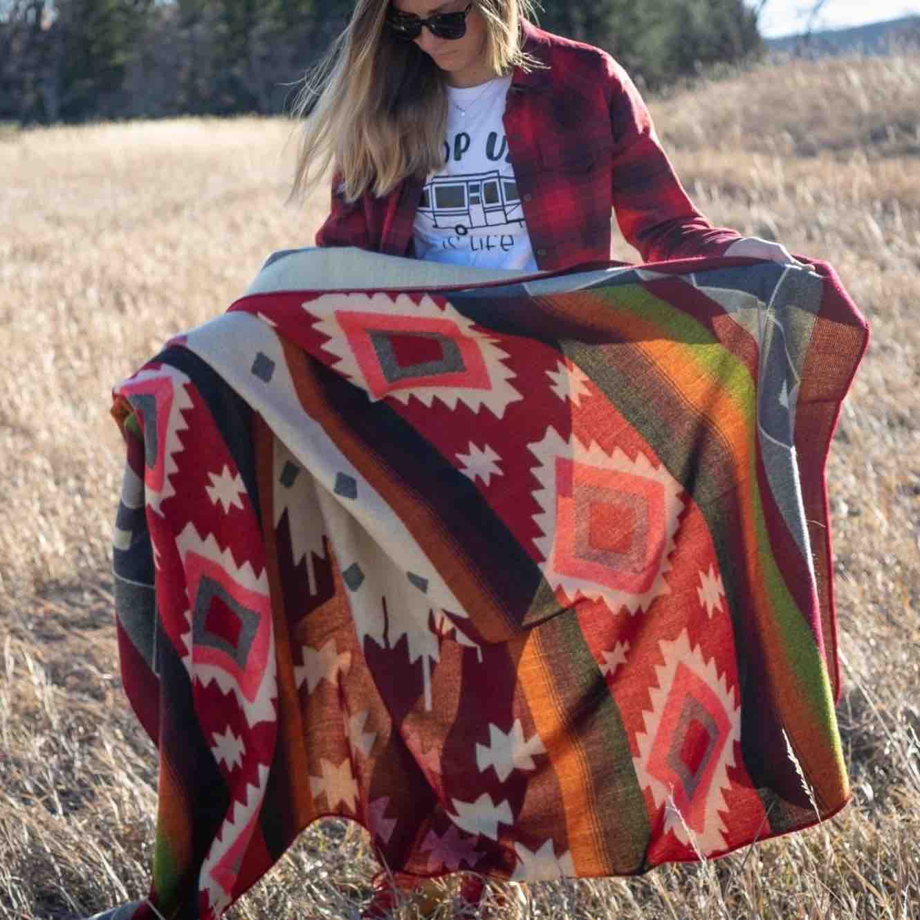 Andean Alpaca Wool Blanket Rojo Red