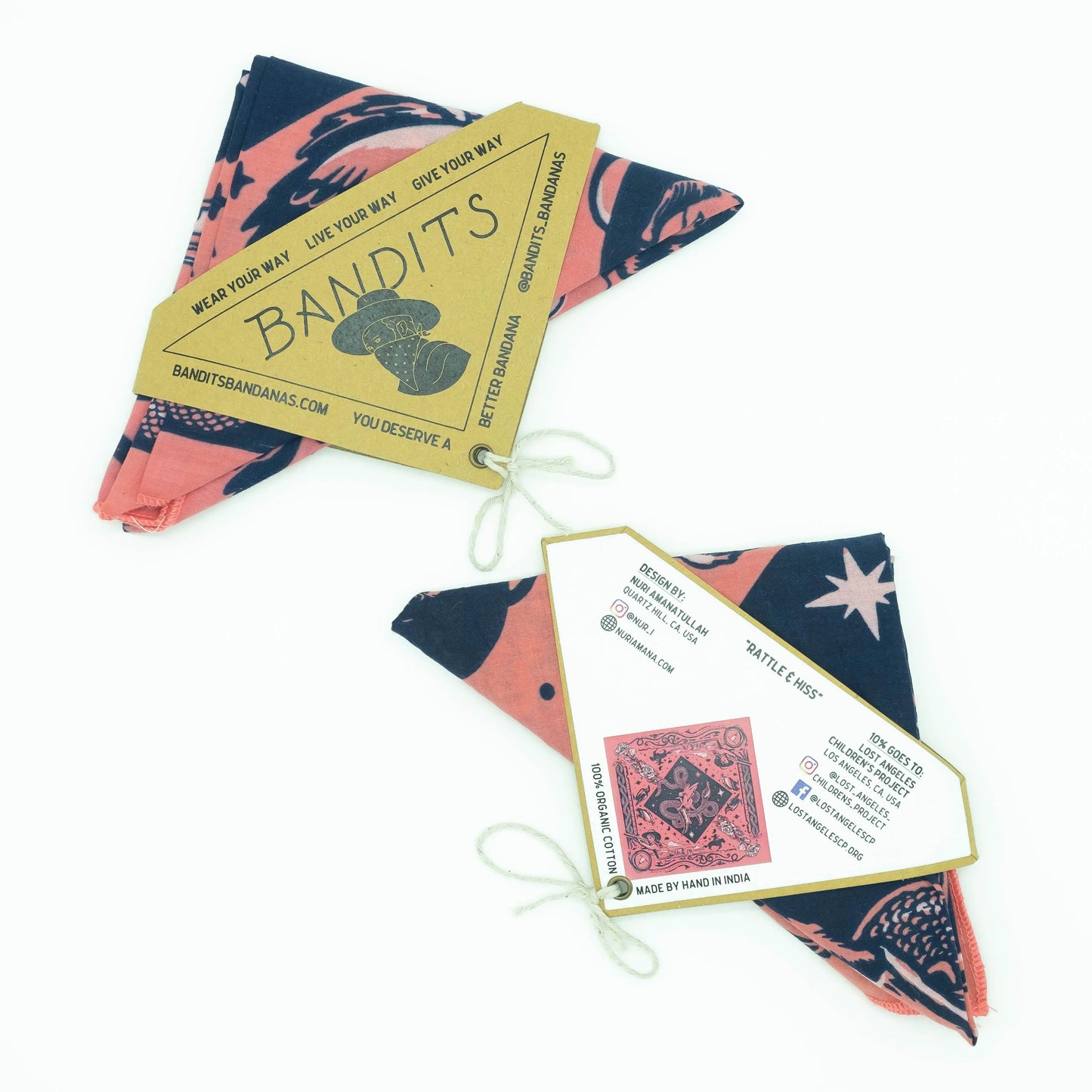 Rattle & Hiss Bandits Bandana 100% Organic Cotton