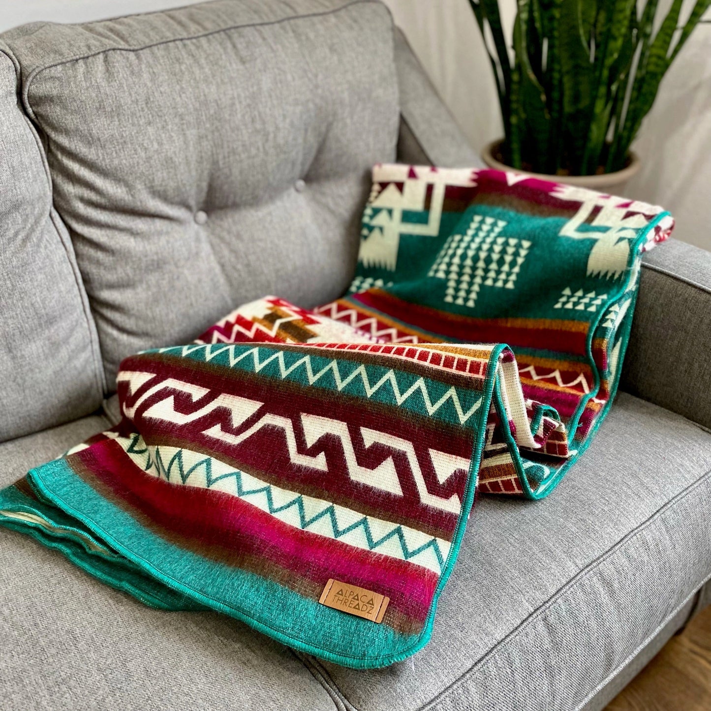 Andean Alpaca Wool Blanket - Lagoon