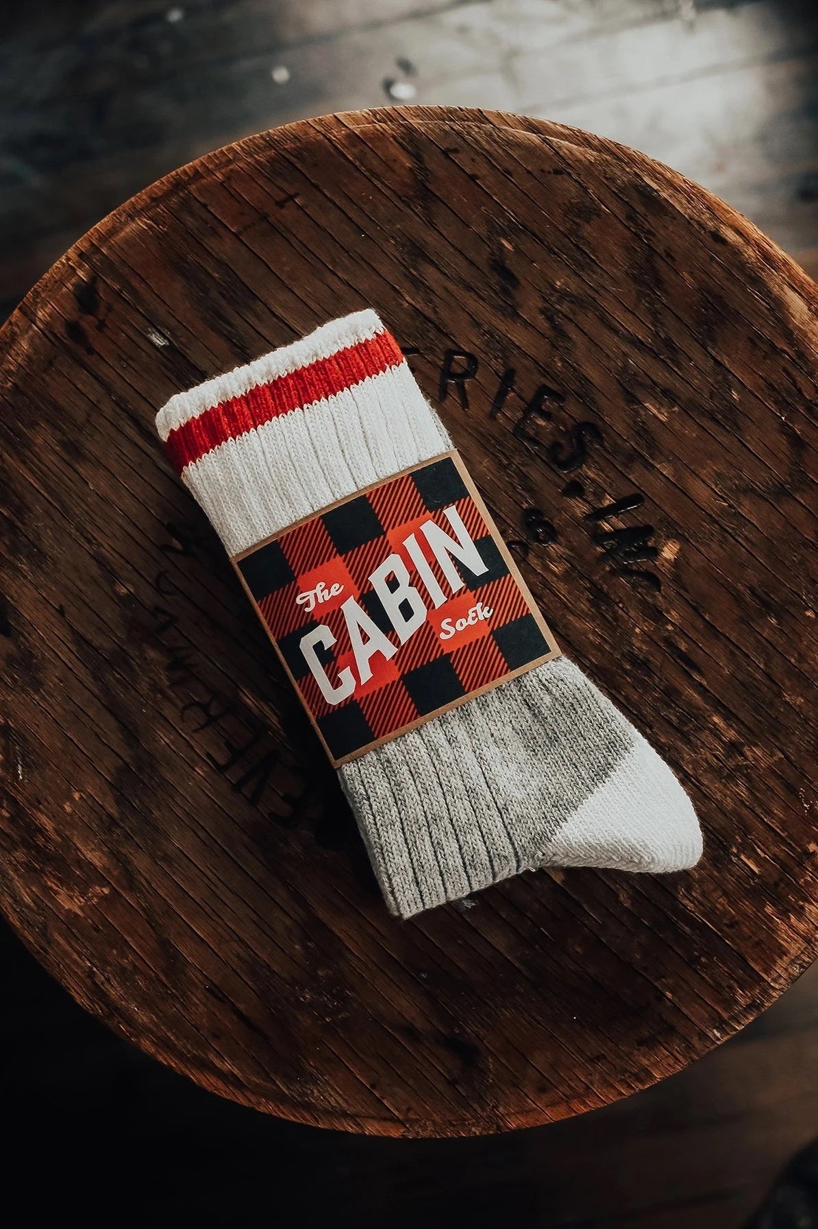 Cabin Sock | Eco-cotton | Red stripe sock Upstate Stock