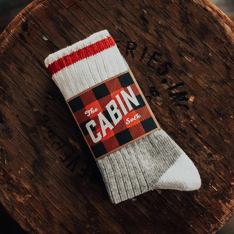 Cabin Sock | Eco-cotton | Red stripe sock Upstate Stock